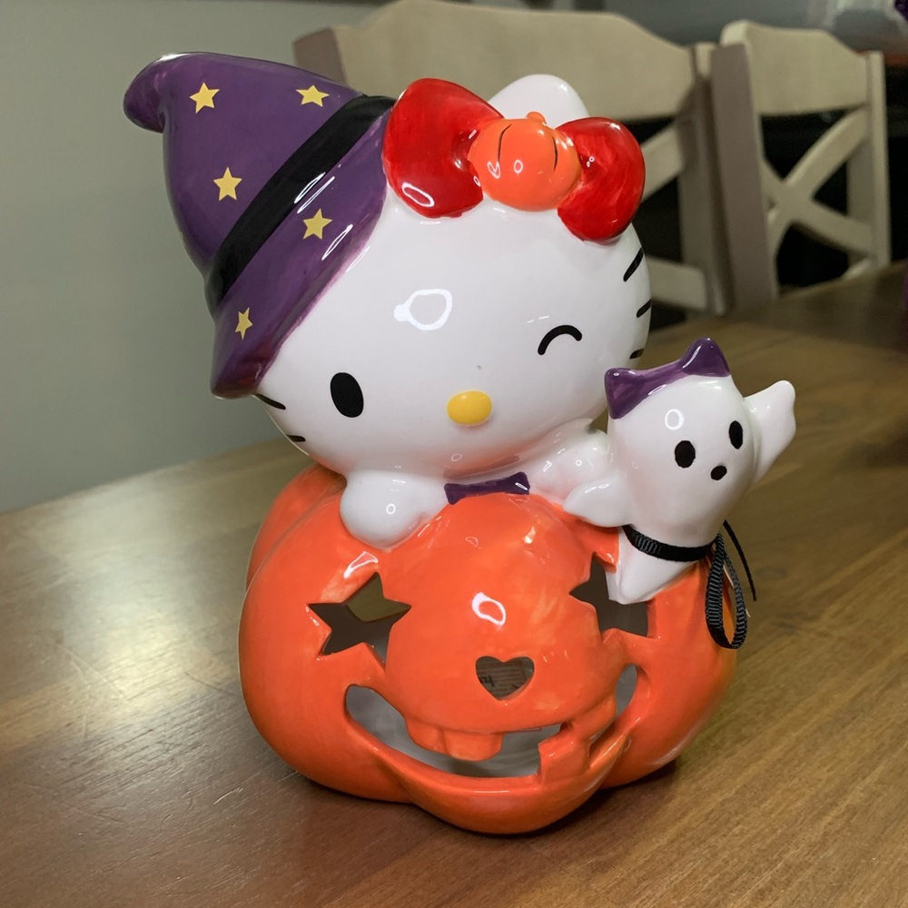 Hello KItty Ceramic Halloween Candle Holder